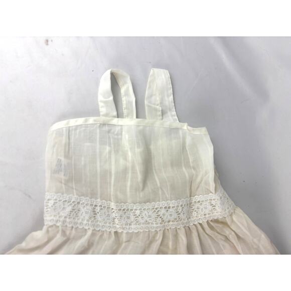 Vintage White Tiered Ruffles Dress with Shrug Pink Ribbon Lace Trim 6 USA - Picture 4 of 14
